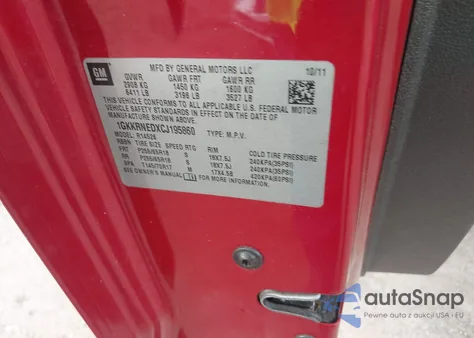 2012 GMC Acadia Sl from USA, damaged, VIN 1GKKRNEDXCJ195860